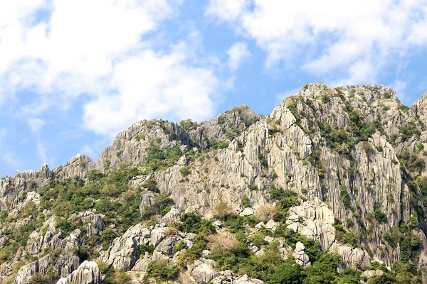 Landscape photography of limestone mountains with clear sky