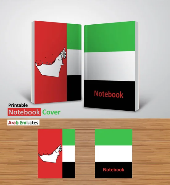 Arab Emerates Notebook Design Mockup Book Template National Country Map — Stock vektor