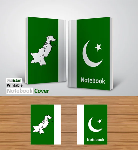 Pakistan Notebook Design Mockup Book Template National Country Map Flag — Stock vektor