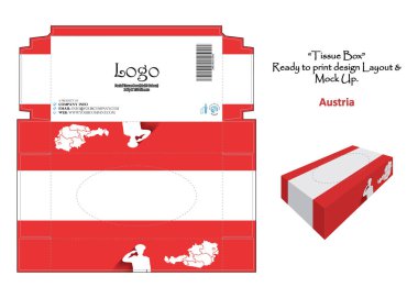 Avusturya - 3d Mockup doku kutusu Tasarım ulusal bayrak - vektör yazdırmaya hazır.
