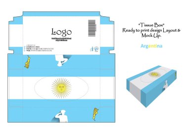 Arjantin - 3d Mockup doku kutusu Ulusal Bayrak Tasarımı - vektör yazdırmaya hazır.
