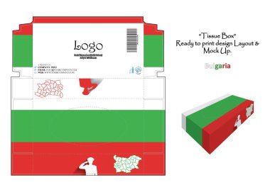 Bulgaristan - 3d Mockup doku kutusu Ulusal Bayrak Tasarımı - vektör yazdırmaya hazır.