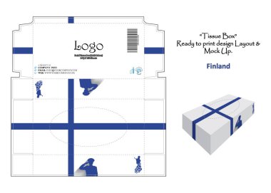 Finlandiya - 3d Mockup doku kutusu tasarımı ulusal bayrak - vektör yazdırmaya hazır.