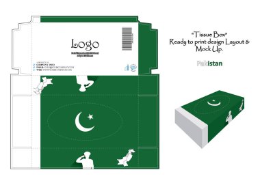 Pakistan - 3d Mockup doku kutusu tasarım ulusal bayrak - vektör yazdırmaya hazır