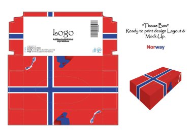 Norveç - 3d Mockup doku kutusu tasarım ulusal bayrak - vektör yazdırmaya hazır
