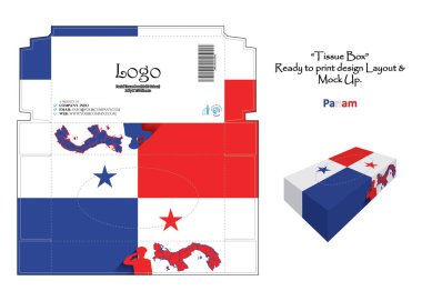 Panama - 3d Mockup doku kutusu Tasarım ulusal bayrak - vektör yazdırmaya hazır