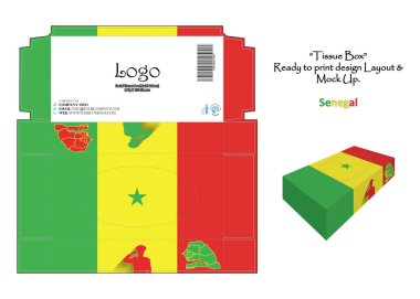 Senegal - 3d Yapılandırma Doku Kutusu Tasarım Ulusal Bayrak - vektör yazdırmaya hazır