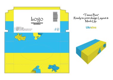 Ukrayna - 3d Mockup doku kutusu Ulusal Bayrak Tasarımı - vektör yazdırmaya hazır