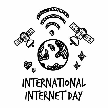Basit Uluslararası İnternet Günü Taslak Vektör Biçimlendirmesi Beyaz Arkaplanda