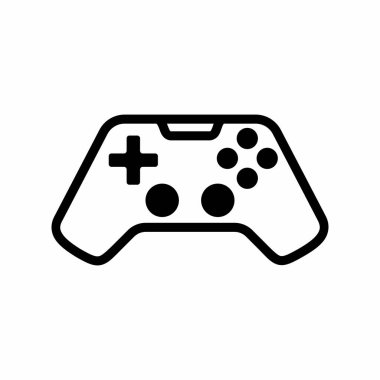 Basit ve Temiz Oyun Joystick Denetleyici Vektör Simgesi Beyaz Arkaplanda Görüntü
