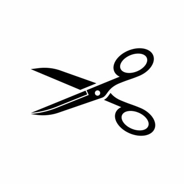 Basit ve Temiz Keskin Makas, Kesme, Kesme Vektörü Simgesi İllüstrasyonu