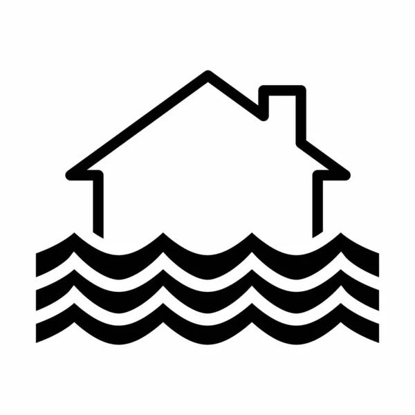 Icône Vectorielle Maison Inondée Simple Propre Sur Fond Blanc — Image vectorielle