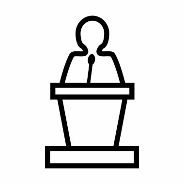 Basit ve Temiz Podyum Konuşması, Beyaz Arkaplanda İş Politikası Konuşma Simgesi