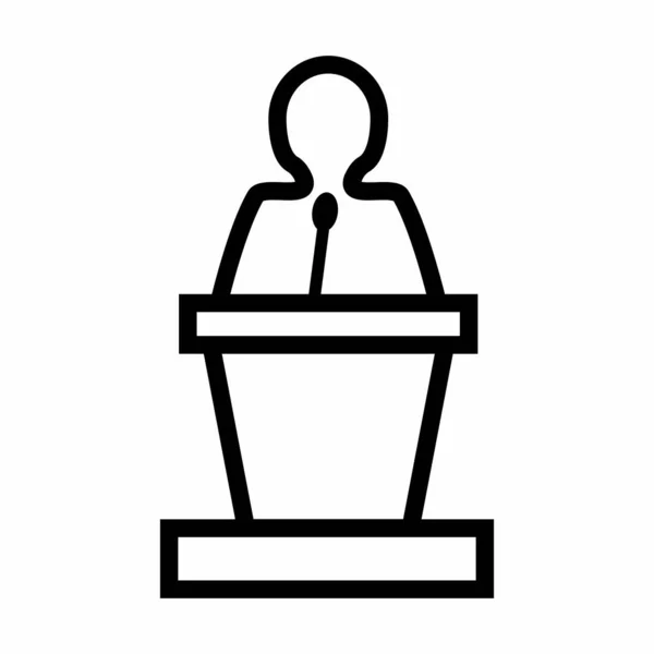 Simple Clean Podium Speech Business Politic Talk Dialog Icon White — Stock Vector