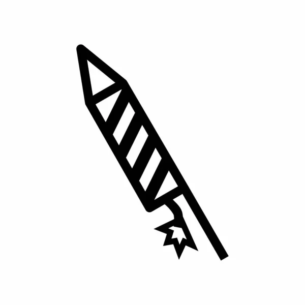 Одна Ракета Полосатый Фейерверк Векторная Икона Иллюстрация Белом Фоне — стоковый вектор