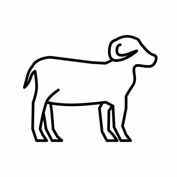 Simple Clean Goat Lamb Side View Outline Vector Illustration - Stok Vektor