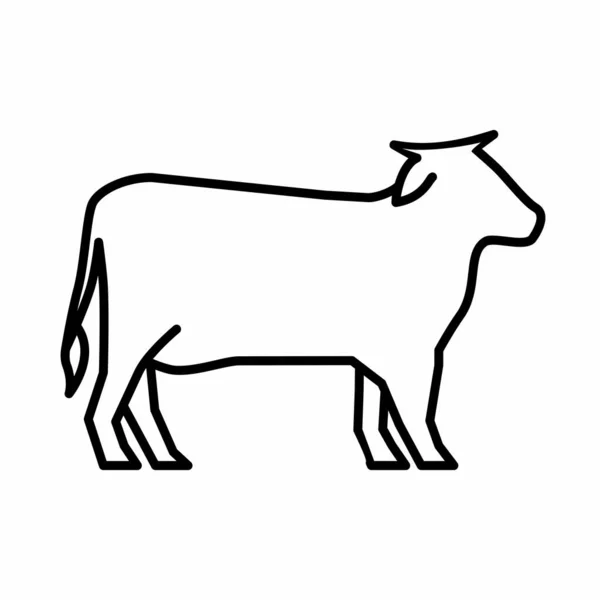 Simple Clean Cow Side View Outline Vector Illustration - Stok Vektor
