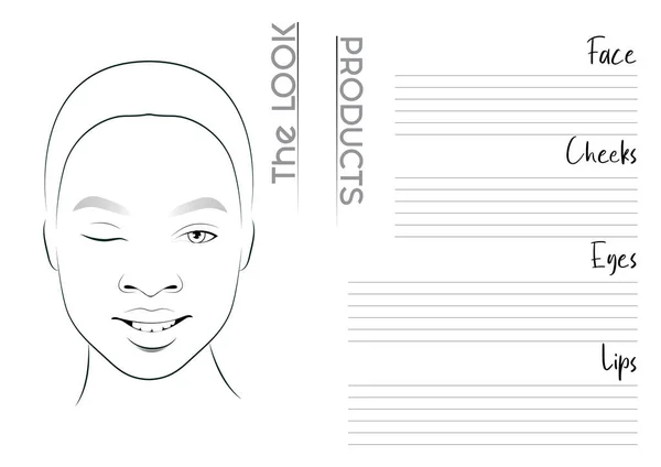 Ρεαλιστικό Μακιγιάζ Καλλιτέχνης Διάγραμμα Πρόσωπο Κενό Πρότυπο Εικονογράφηση Διανύσματος — Διανυσματικό Αρχείο