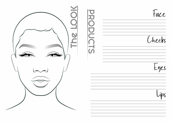 写实主义化妆艺术家脸谱空白模板 病媒图解 — 图库矢量图片