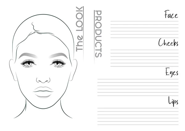 Реалістичний Візажист Face Chart Порожній Шаблон Векторна Ілюстрація — стоковий вектор