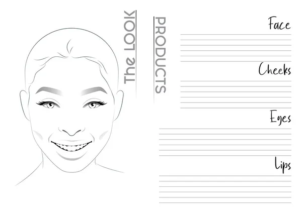 Ритмичный Макияж Artist Face Chart Blank Template Векторная Миграция — стоковый вектор