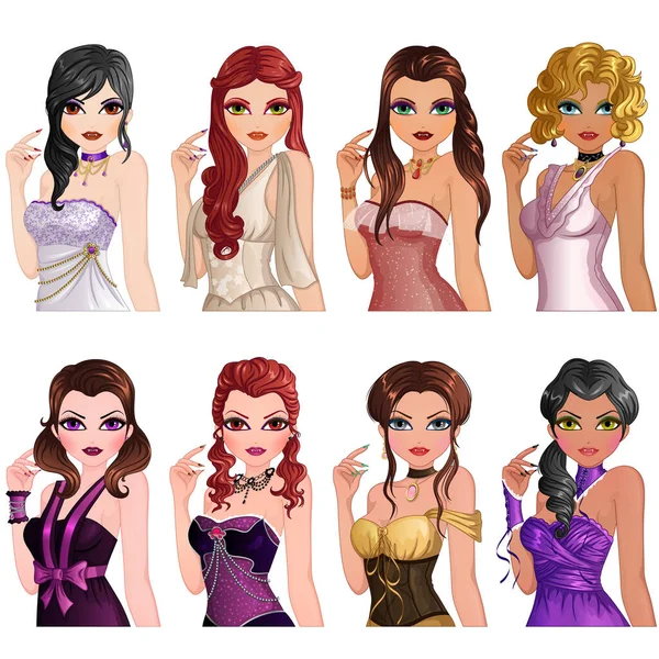 Bella Vampire Halloween Character Set Vektorillustration — Stockvektor