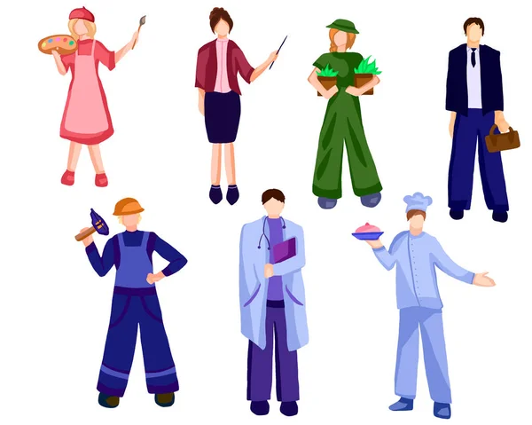 People Group Verschiedene Berufe Berufe Set Illustrationen Sammlung von Arbeitern — Stockfoto