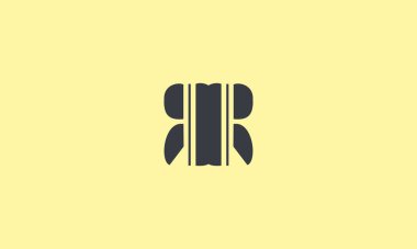 Resim kullanımı için negatif boşluk efektli rr logo tasarımı harfleri