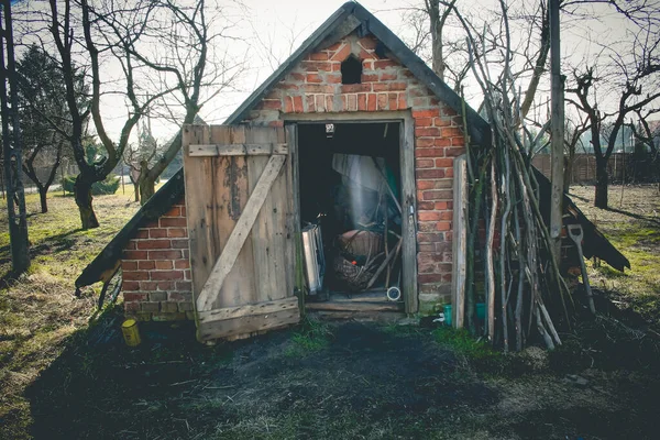 Starý Červený Cihla Kořenový Sklep Polské Vesnici — Stock fotografie