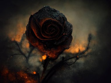 A smoldering, burning rose, digital art