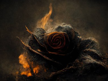 A smoldering, burning rose, digital art