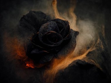 A smoldering, burning rose, digital art