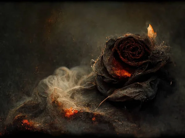 Smoldering Burning Rose Digital Art — Fotografia de Stock