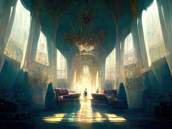Majestic Visually Stunning Interior Royal Castle Digital Art — Foto de Stock