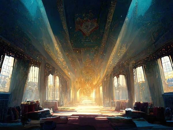 Majestic Visually Stunning Interior Royal Castle Digital Art — Stockfoto