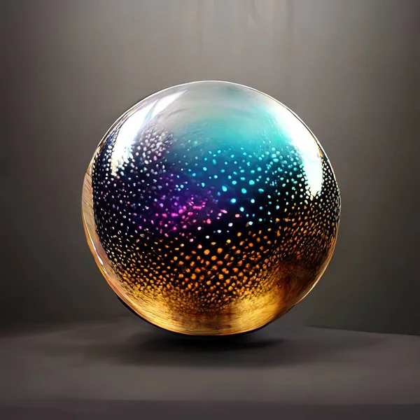 Crystal Ball on Stand, 3d Rendering, Crystal Sphere, Holographic, Abstract