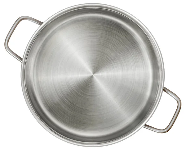 Steel Casserole Isolated White Background Top View — стокове фото