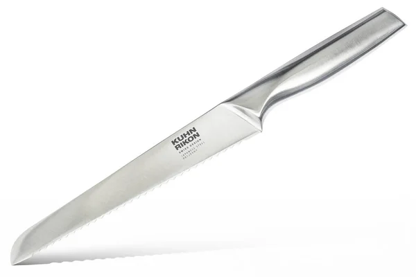 Studio Shot Kuhn Rikon Stainless Steel Serrated Blade Bread Knife — Foto de Stock