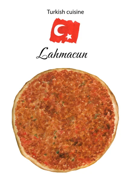 Lahmacun Pizza Turca Backgroun Isolado Branco Comidas Turcas Deliciosas Tradicionais — Fotografia de Stock