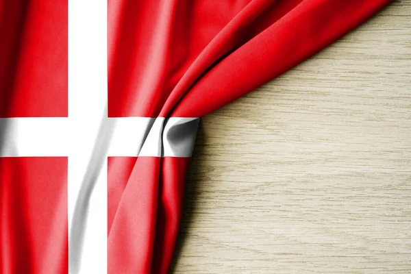 Bandiera Danese Bandiera Modello Tessuto Della Danimarca Illustrazione Con Spazio — Foto Stock