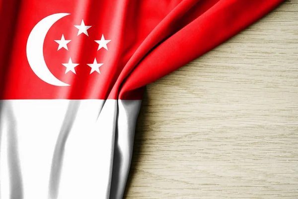 Singapore Flagga Tyg Mönster Flagga Singapore Illustration Med Baksida Utrymme — Stockfoto