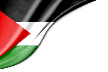 Filistin bayrağı. 3 boyutlu illüstrasyon. metin için beyaz arkaplan boşluğu ile. Yakın çekim görünümü.