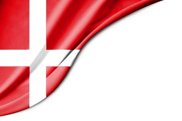Danmarks Flagg Illustrasjon Med Hvit Bakgrunn Tekst Nærbilde – stockfoto