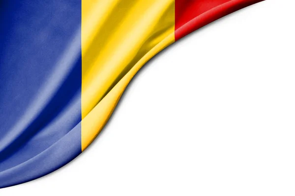 Rumunská Vlajka Ilustrace Bílým Pozadím Pro Text Pohled Zblízka — Stock fotografie