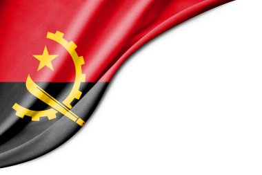 Angola bayrağı. 3 boyutlu illüstrasyon. metin için beyaz arkaplan boşluğu ile. Yakın çekim görünümü.