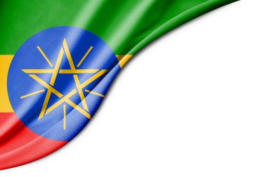 Etiyopya bayrağı. 3 boyutlu illüstrasyon. metin için beyaz arkaplan boşluğu ile. Yakın çekim görünümü.