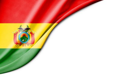 Bolivya bayrağı. 3 boyutlu illüstrasyon. metin için beyaz arkaplan boşluğu ile. Yakın çekim görünümü.