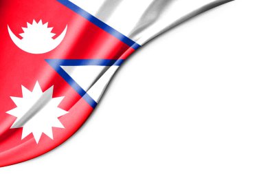 Nepal bayrağı. 3 boyutlu illüstrasyon. metin için beyaz arkaplan boşluğu ile. Yakın çekim görünümü.