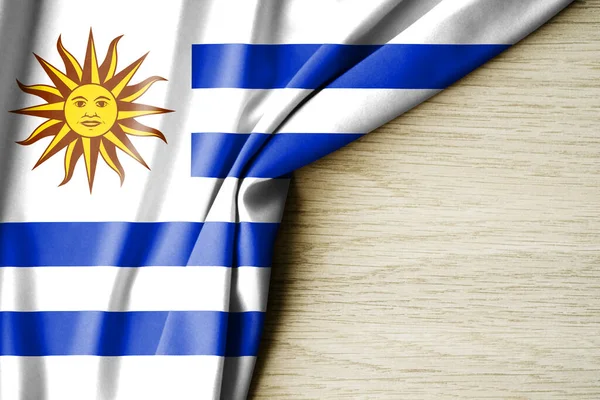 Uruguay Flag Fabric Pattern Flag Uruguay Illustration Back Space Text — Stock Photo, Image