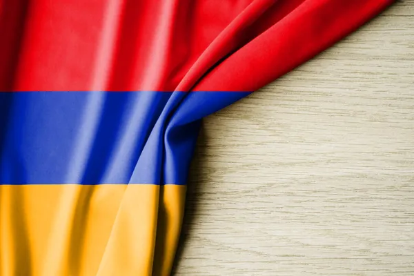 亚美尼亚国旗 亚美尼亚的织物图案旗帜 3D例证 后面有文字的空间 特写镜头 — 图库照片